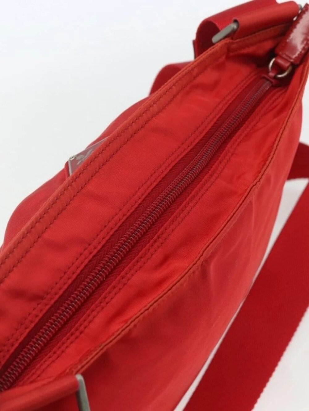 PRADA Shoulder Bag Nylon Red Silver Auth - Picture 11 of 16
